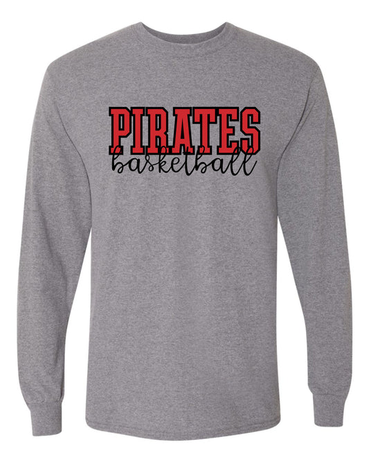 Lady Pirate Basketball Longsleeve Cursive Tee